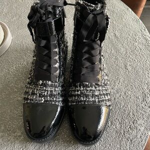 Michael Kors Black Tweed Zip Up Women's Boots NWOT